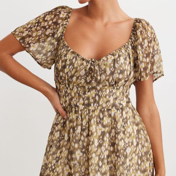 Dynamite Eliza Smocked Mini Flare Dress - Picture 2 of 8